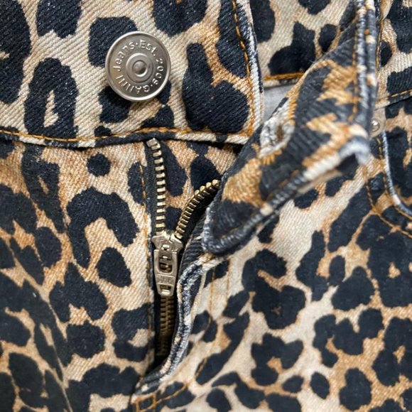 Ganni Leopard-Print Denim Mini Skirt Size 34/US2 - Picture 3 of 8